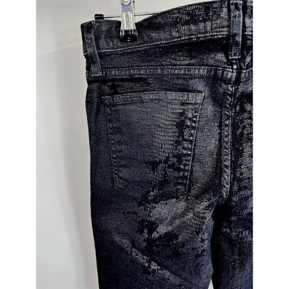 Current/Elliott The Ankle Skinny Black Jeans Size 27 Printed Trucker Coating - Picture 5 of 15